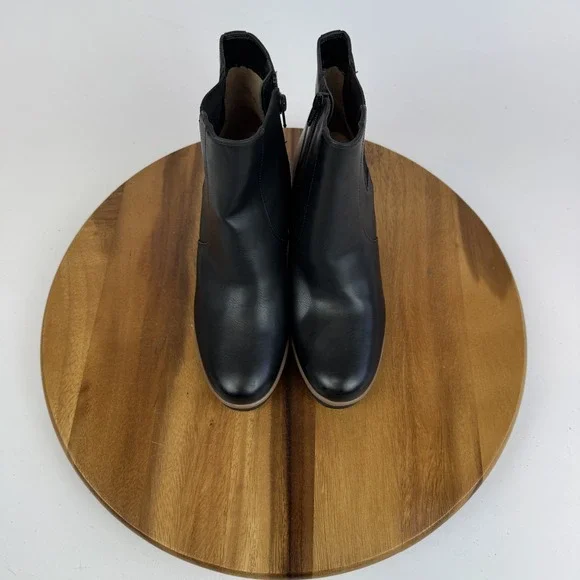 New Womens Soul Naturalizer Apollo Black Leather Chelsea Wedge Boots Size 7.5 M - Picture 4 of 8